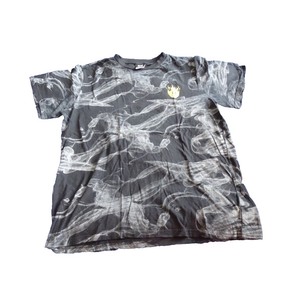 Smoke AOP Print TShirt Size XL Short Sleeve All Over Black And White WXYZ Unisex - Picture 1 of 9